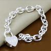 New Fashion Heart Shaped Lock Charm Bracelet 925 Silver Fine Jewelry Link Chain Bracelets Y167