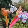 Inflatable Horse Head Stick 37" Party Prop for Kids' Races Photos PVC Horse Stick Carnival Toy for Horse Themed Events Birthdays