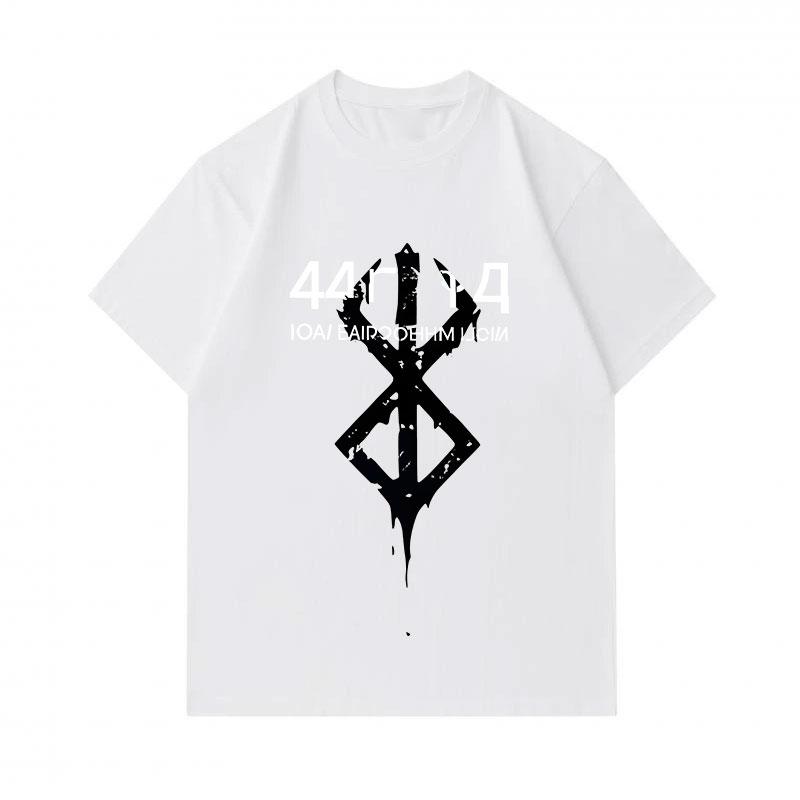Men 100% Cotton Crew Neck Short Sleeve T-shirt, Vintage Distressed Viking Rune Geometric Print Casual Loose Fit Tee, Breathable Lightweight Daily Wear
