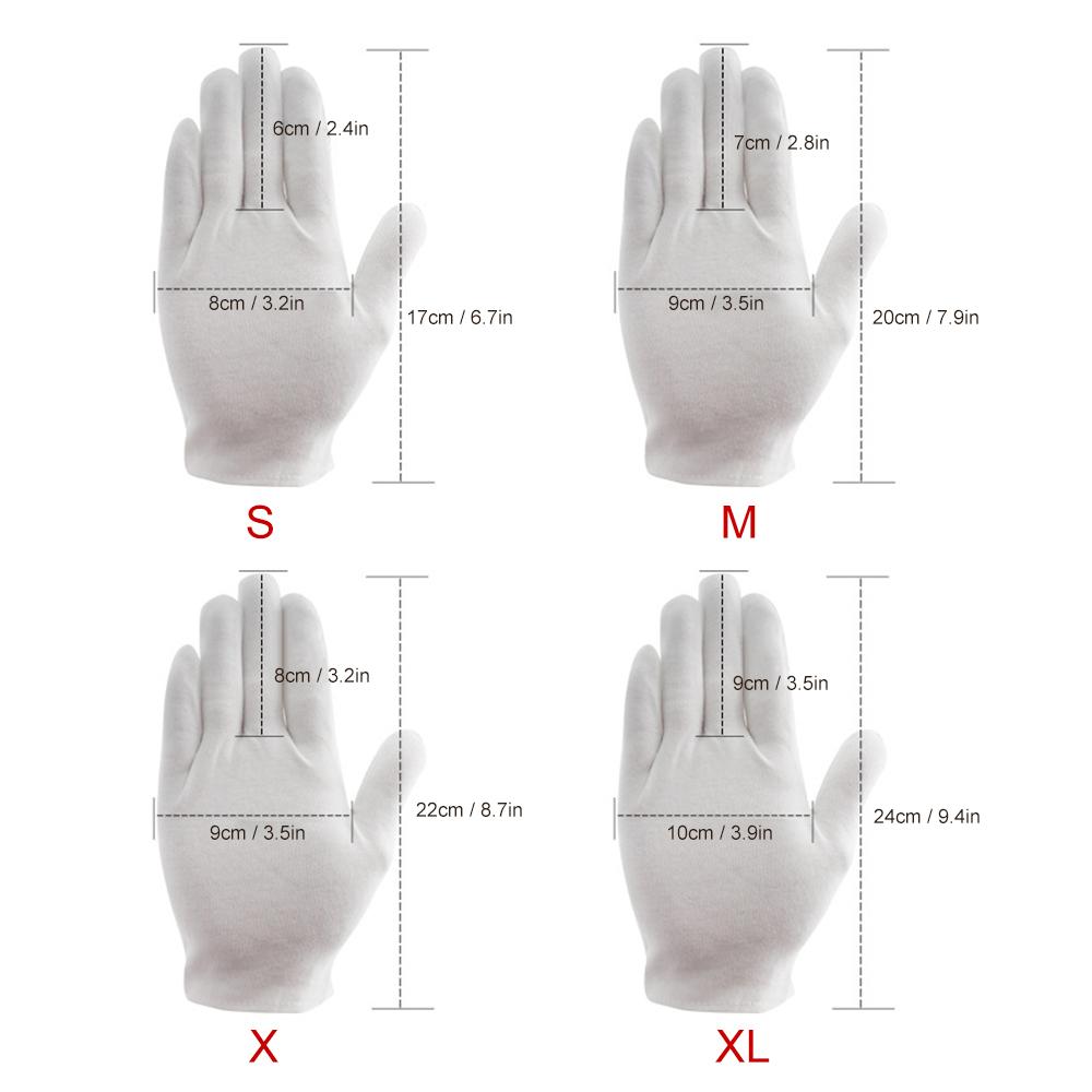 12 Pairs Cotton Gloves Breathable Soft Skin-Friendly Work Cosmetic Moisturizing Jewelry Inspection Gloves