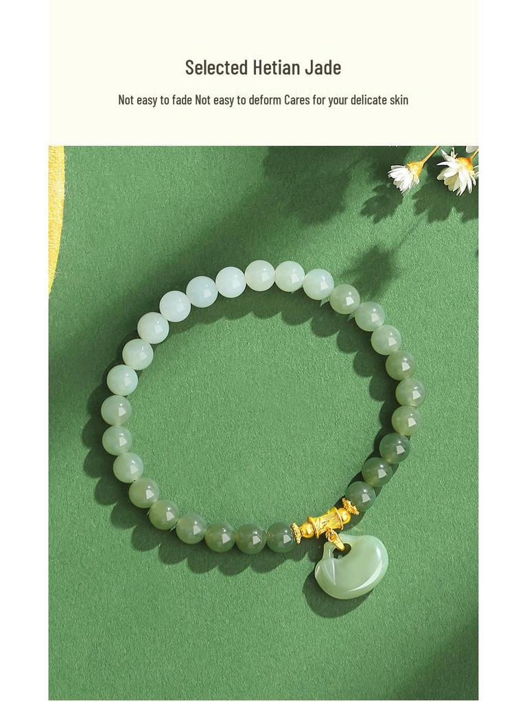 Браслет из нефрита и эмали с градиентным зеленым колесом обозрения и цветком, женский, из стерлингового серебра 925 пробы, в национальном стиле