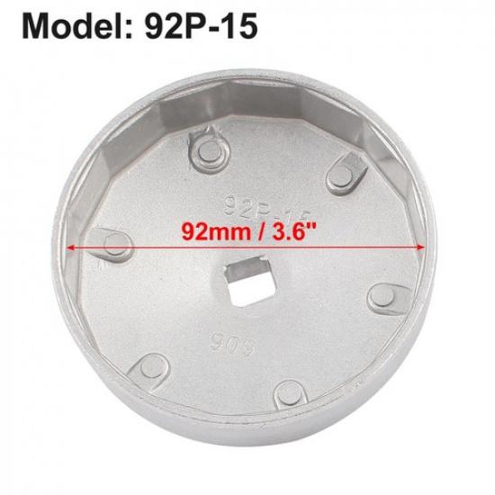 92mm Dia 15 Flutes Oil Filter Socket Cap Wrench Socket Remover Tool for Car