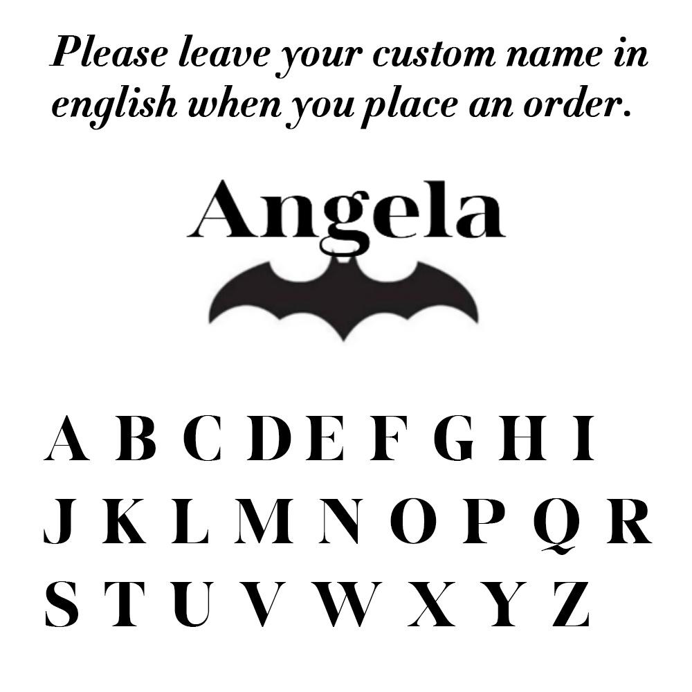 Jeshayuan Custom Bat Name Necklace Custom Gothic Name Necklace For Women Old English Font Name Necklace with Bat For Men