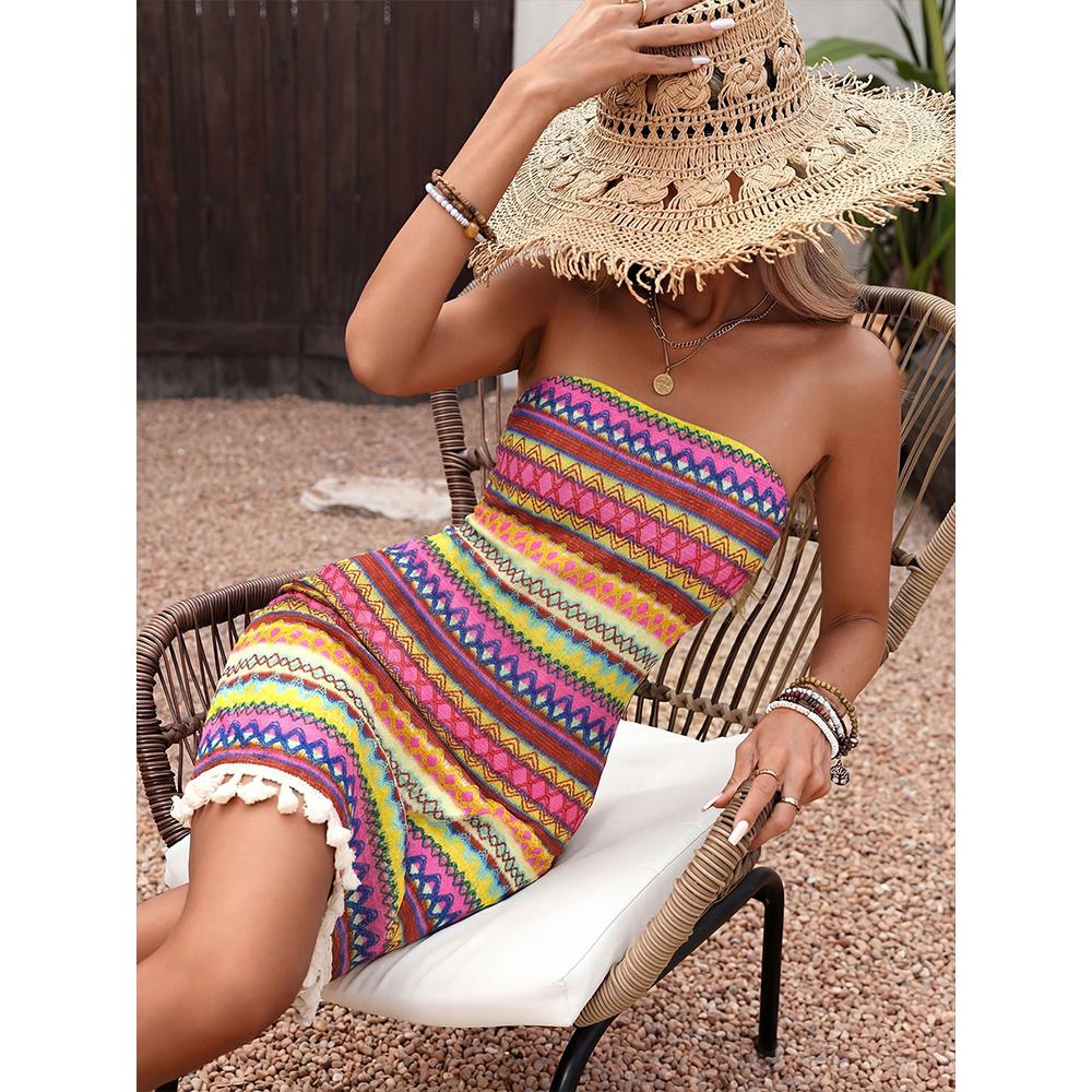 Women's Sleeveless Strapless Bodycon Dress Mini Short Fashion Dress, Perfect for Casual Vacations