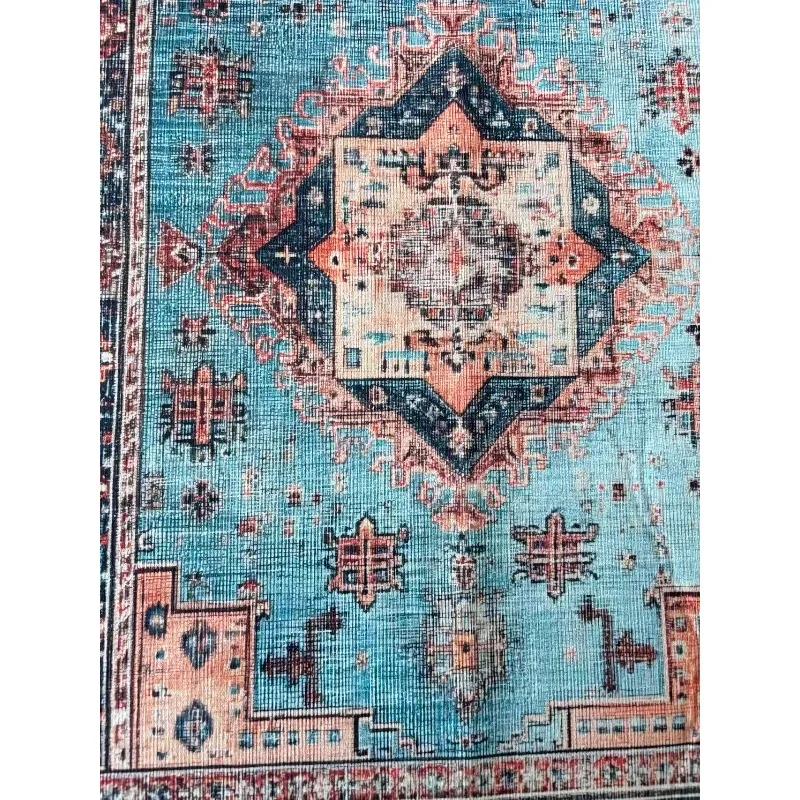 European and American Style Retro Pattern Living Room Rug , Easy-to-clean Bedroom Carpet, Crystal Velvet Dining Room Mat