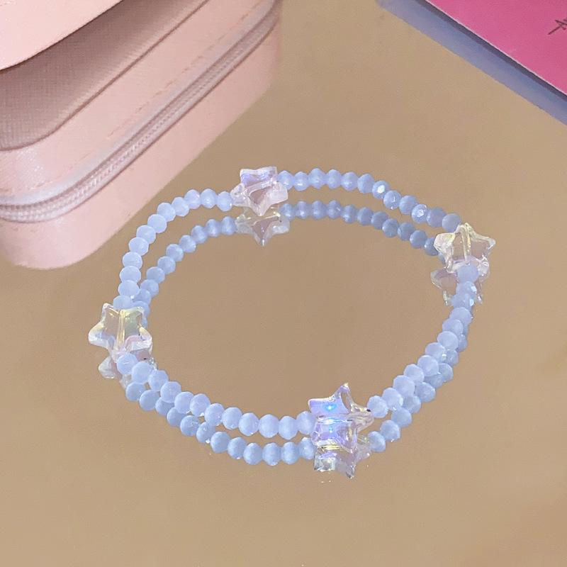 Браслет из эластичного хрусталя с подвеской в виде медведя и звезды-бабочки, глазурованный, легкая роскошь, высокое чувство стиля, милый браслет, универсальное украшение для женщин