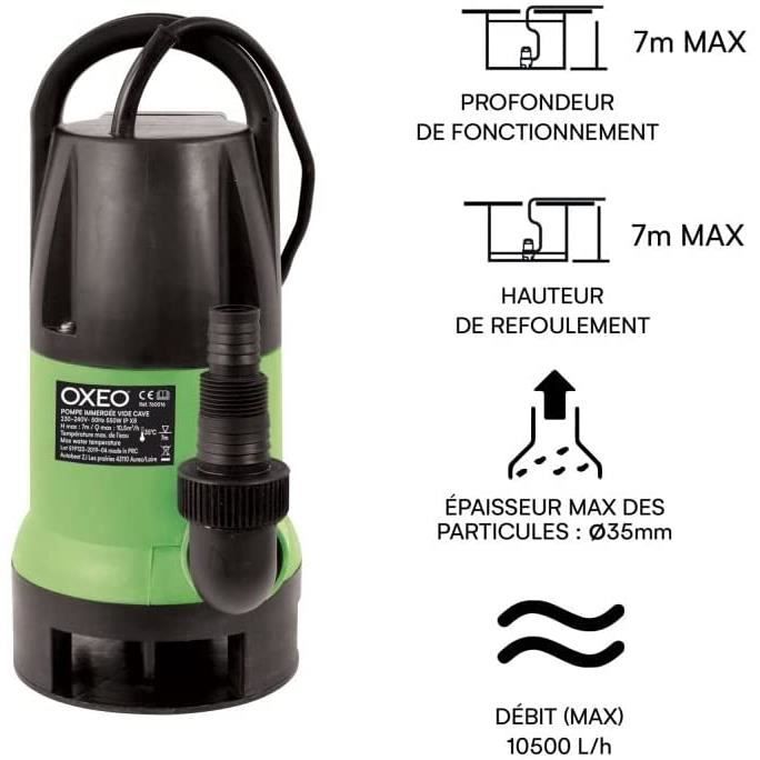 Pompe vide cave - 550 W - Flotteur intégré - Automatique