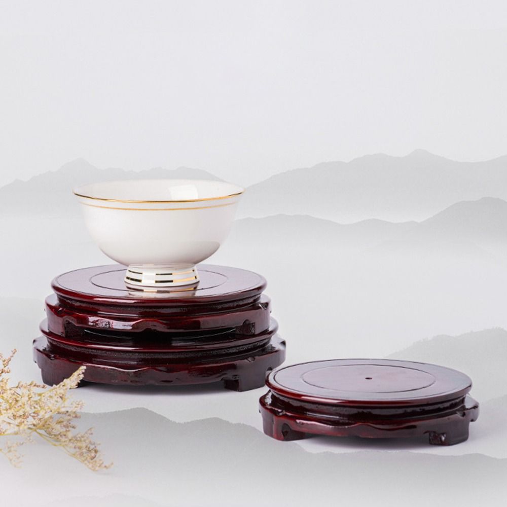 Wood Antique Carved Vintage Home Decoration Teapot Display Holder Ornament Vase Base Stand Base