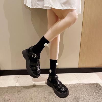 Сандалии с губчатым носком на толстой подошве, женские новые летние сандалии в стиле взрыва с юбкой, римские туфли с мягкой подошвой, супер