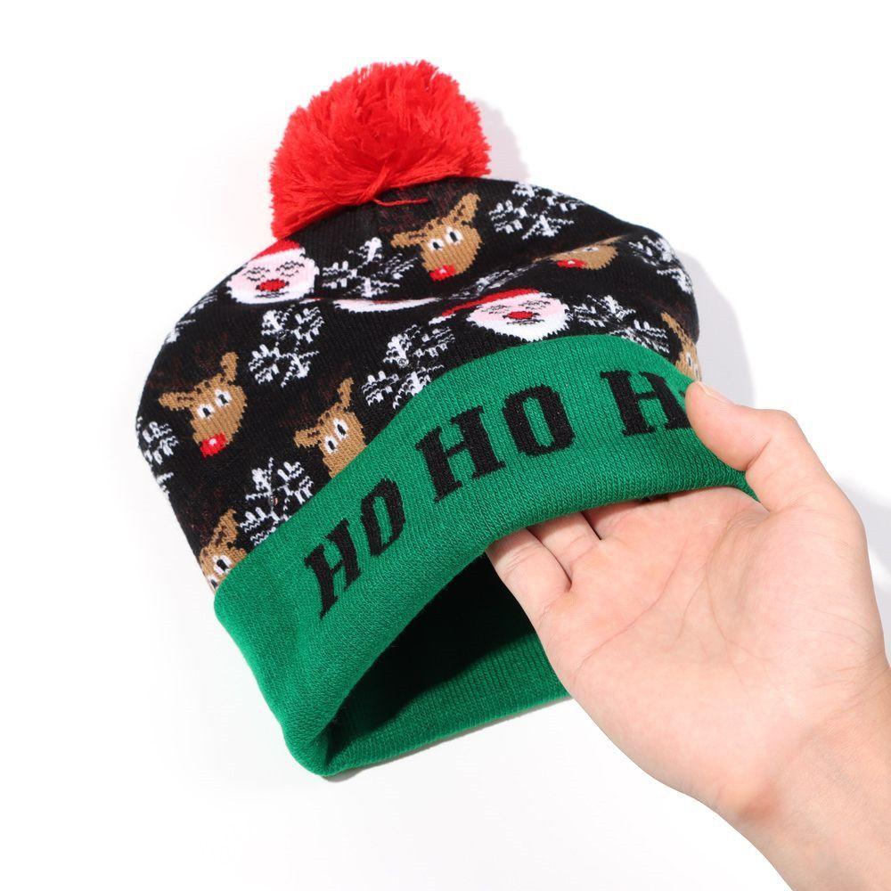 Christmas Gift Light Up Cartoon Christmas Hat LED Hat Sweater Beanie Knitted Cap