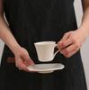 Special-shaped Cup Square Creative Pure White Simple Ceramic White Porcelain Tea Cup Small Capacity Espresso Cups Saucer