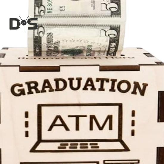 Graduation Money Gift Box Wooden ATM Design Congratulations Card Holder Money Holder Cash Box for Graduation Money Gifts