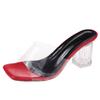 Large Size Women's Shoes Summer New Fashion Square Head One Word Transparent Wine Glass High Heel Cool Slippers Women