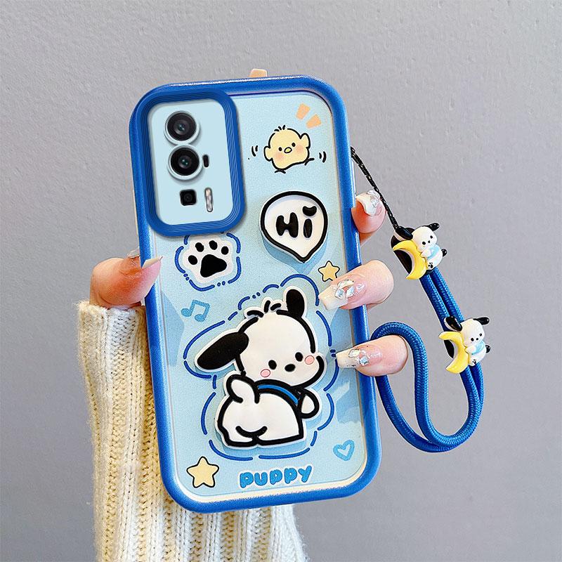 KEYSION Shockproof Case for Xiaomi POCO F5 Pro with Lanyard Soft Silicone Cute 3D Cartoon Doll Phone Back Cover for POCO F5