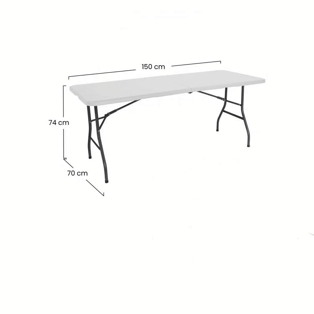 Складной стол Nyana Home из усиленной смолы 150x70x74см | Для кемпинга, сада и мероприятий | Стальные ножки с противоскользящими накладками | Нагрузка до 150 кг | 2-8 человек