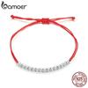 925 Sterling Silver Simple Red Rope Bracelet Shiny Zircon Tennis Bracelet for Women Lucky Fine Jewelry Gift
