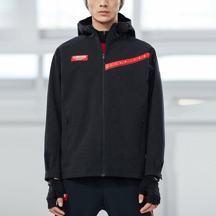 Anta Waterproof Woven Sports Hooded Jacket Men Outerwear Black 152217632-6