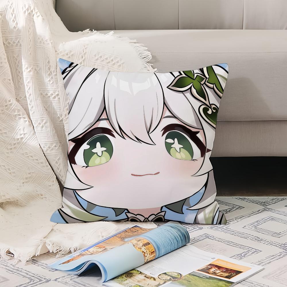 Cartoon cute Genshin Pillow Case Office Cushions Suitable For Sofa Car Bedroom Decorative Cushion Cover