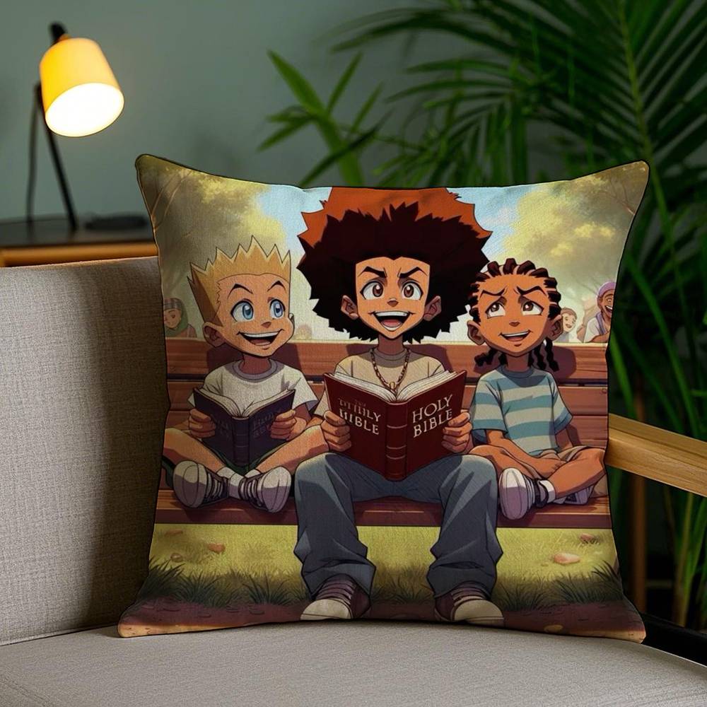 Cartoon A-Boondocks Retro Pillow Case Office Sofa Dorm Chair Back Short Plush Double-sided Printing Home Cushion Cover