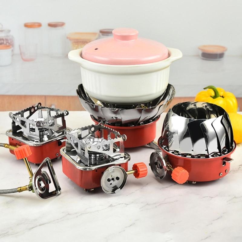 Портативная ветрозащитная плита из нержавеющей стали, складная печка для горелки, складная металлическая газовая плита для кемпинга, туристические принадлежности