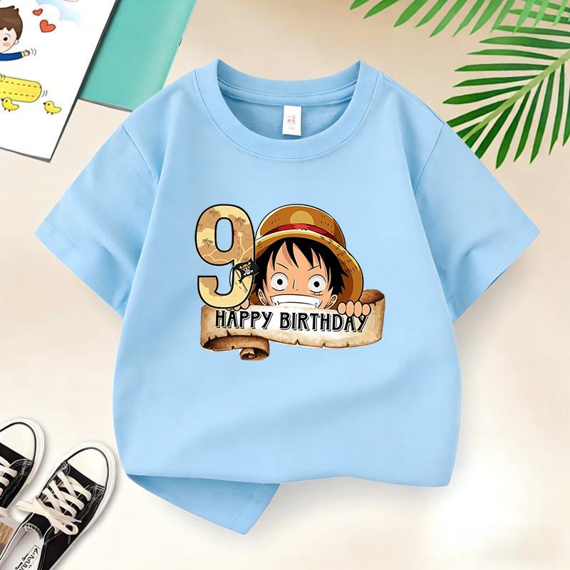 New Arrival AnimeThemed Happy 9 Birthday Kids Pure Cotton Printed TShirt A Perfect Gift