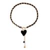 Trendy Black Love Heart Fritillary Necklace Classic Alloy Flannel Wrapped Choker Luxury Fashion Star Tassel Necklace Women