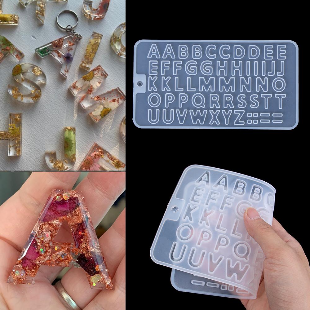 Keychain Resin Crafts Crystal Silicone Mould Casting Molds Letters Resin Mold Jewelry Making Tools