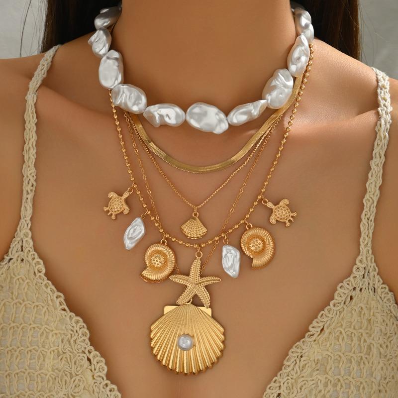 Pearl Necklace Bohemian Jewelry Light Luxury Niche Ocean Style Shell Pendant Women's Necklace