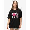Oversized T Shirt Black Star And Text Print For Casual Wear