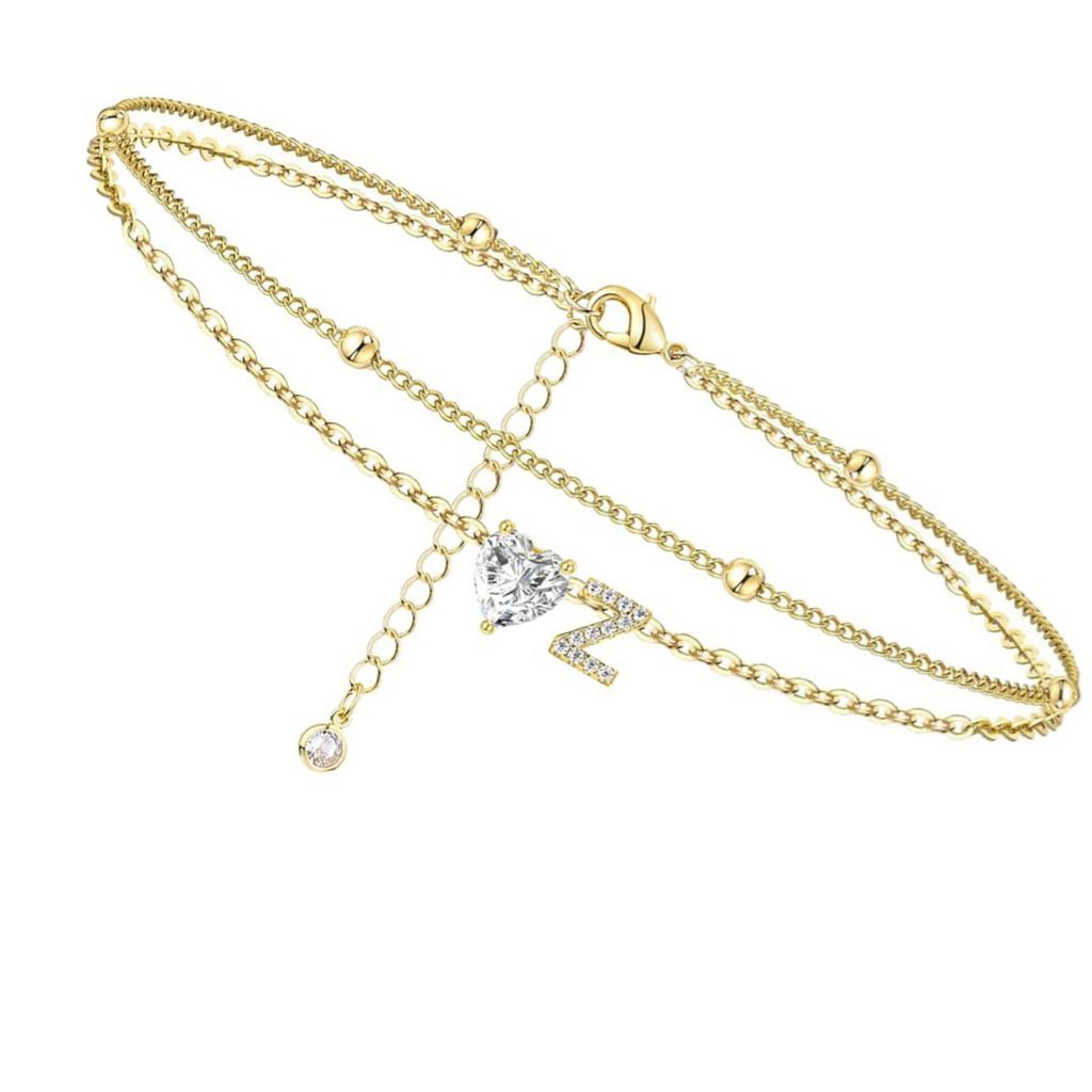 Инициал Сердце Ножной браслет Сердце Буква Ножной браслет Персонализированная монограмма Ножной браслет1 шт