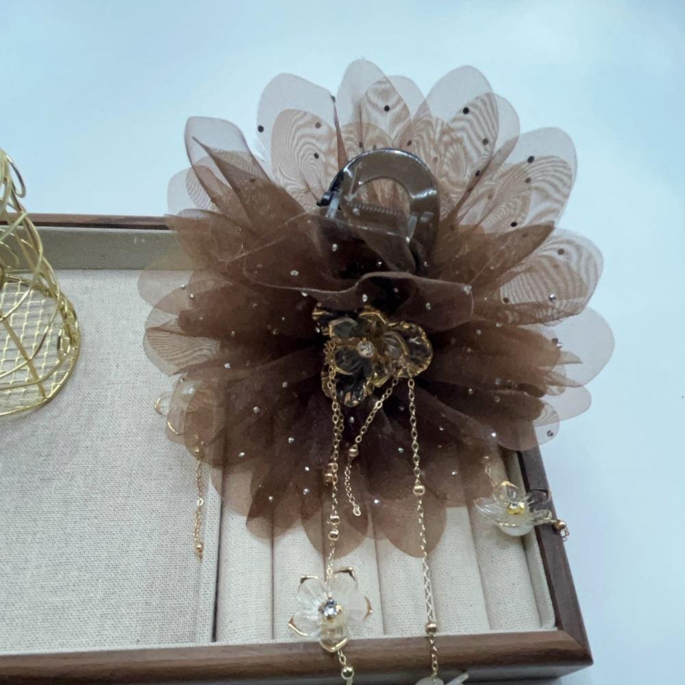 Temperament Peony Flower Grasping Clip Tassel Plastic Shark Clip Sequin Hair Clip Hair Accessories