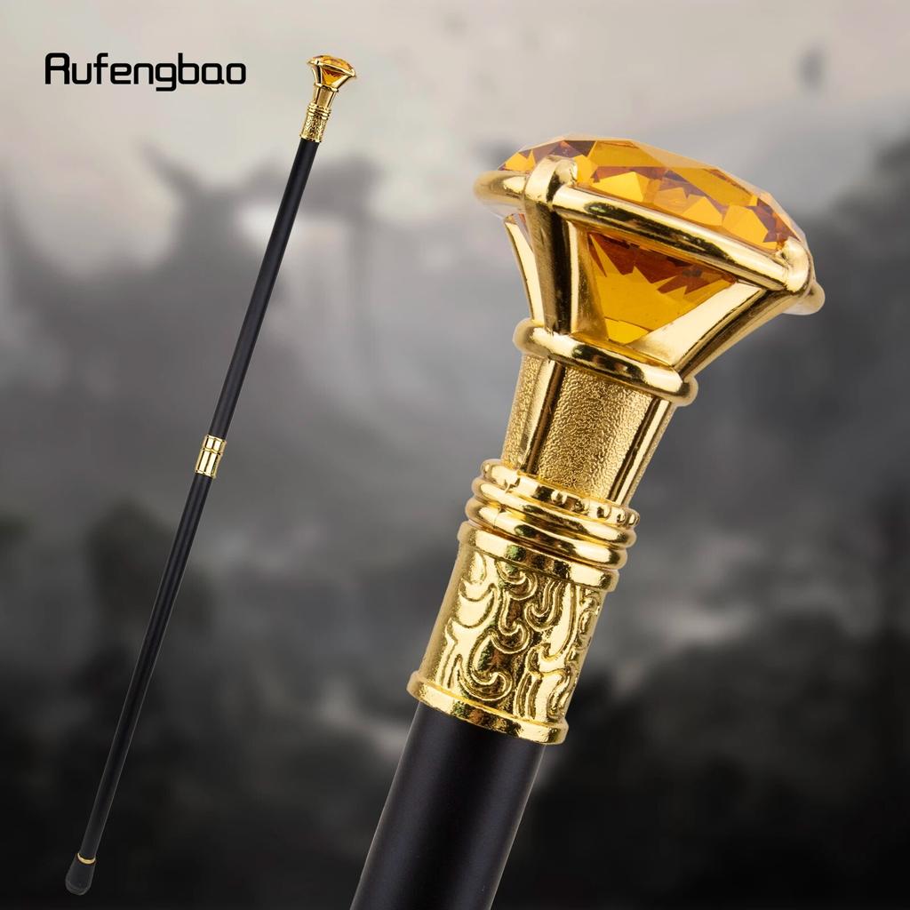 Оранжевый ромбовидный тип, золотая трость, модная декоративная трость, элегантная трость для джентльмена, ручка для трости для косплея, 93 см