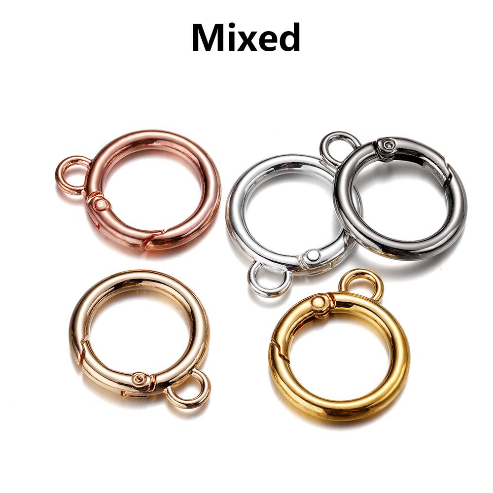 5Pcs Alloy O Ring Spring Clasps With Hole Openable Round Carabiner Keychain Bag Clips Hook Connector For DIY Jewelry Key Rings