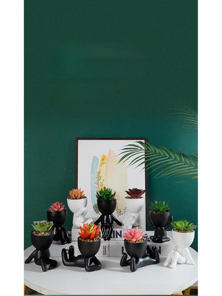 Креативная керамическая статуэтка и набор ваз для искусственного растения для домашнего декора