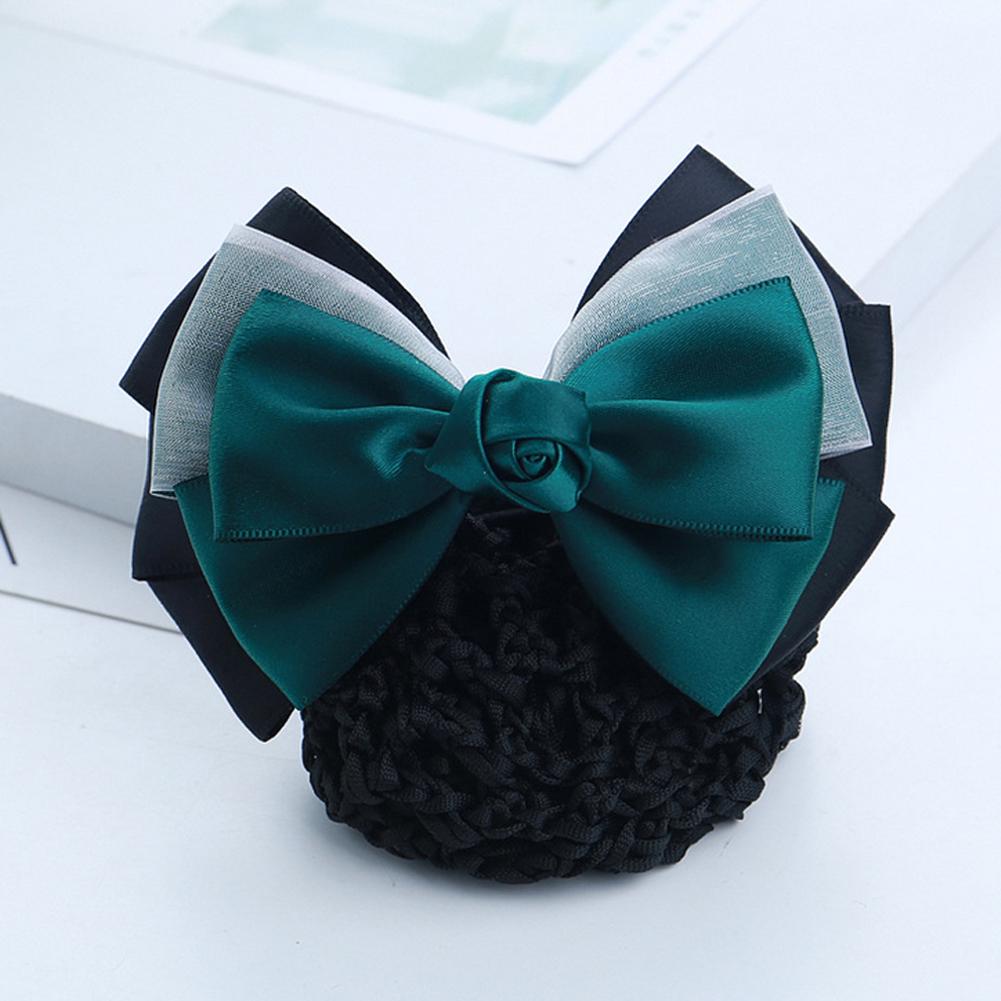 Кружево Атласный Бант Сетка для Волос Заколка Банковский Персонал Бортпроводник Медсестры Атласные Заколки Сетка Снуд Женские Аксессуары для Волос Зажим