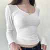 2024 Early Autumn Women's Floral Lace Trim Slimming Long Sleeve Top