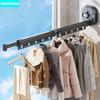 LH 1 Pc Retractable Clothes Drying Rack Foldable Suction Cup Wall Mounted Clothing Drying Hanger for Bedroom Living Room