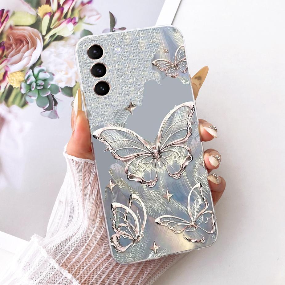 Чехол для Samsung Galaxy S21 Plus S21 FE Роскошный Чехол с Рисунком Цветов и Бантом Мягкий Силиконовый Чехол Для Samsung S21 Ultra S 21 S21+ Сумки