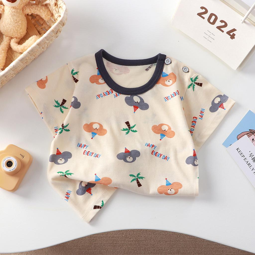 Новая футболка Хлопок Для девочек С коротким рукавом Летняя С полурукавом Детская Впитывающая пот Детская одежда