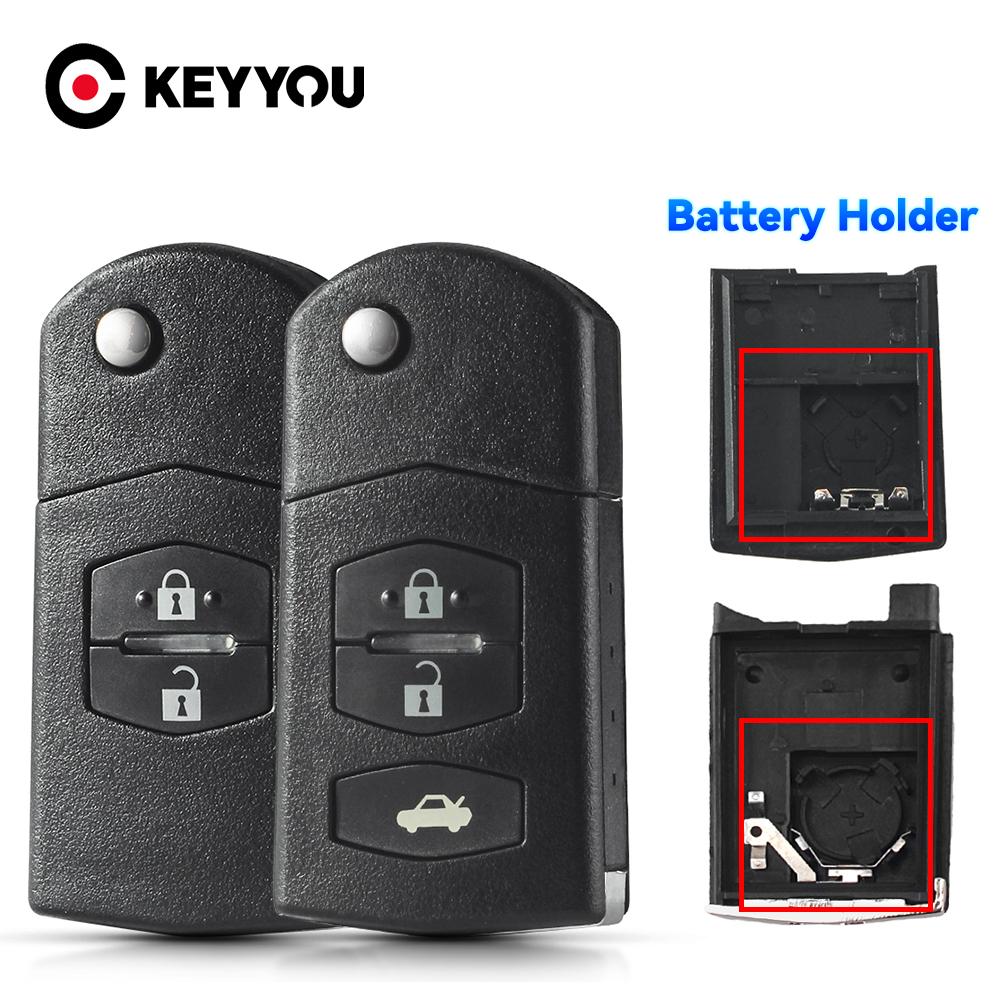 KEYYOU 10x 2/3/4 Buttons Remote Key Case Fob Shell Flip Folding For Mazda 2 3 5 6 M6 MX5 CX5 CX7 CX9 RX8 2011-2015