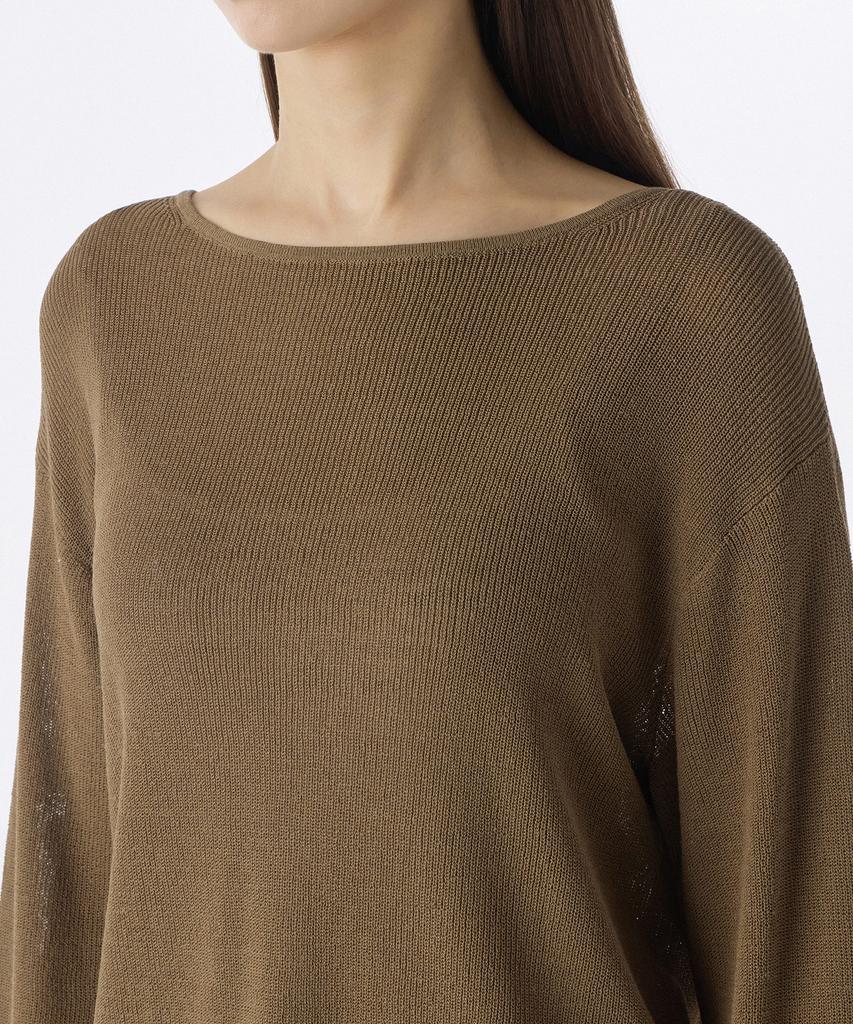 MUSINSA STANDARD WOMAN Women'S Linen Blend Boat Neck Sheer Knit [Light Brown]