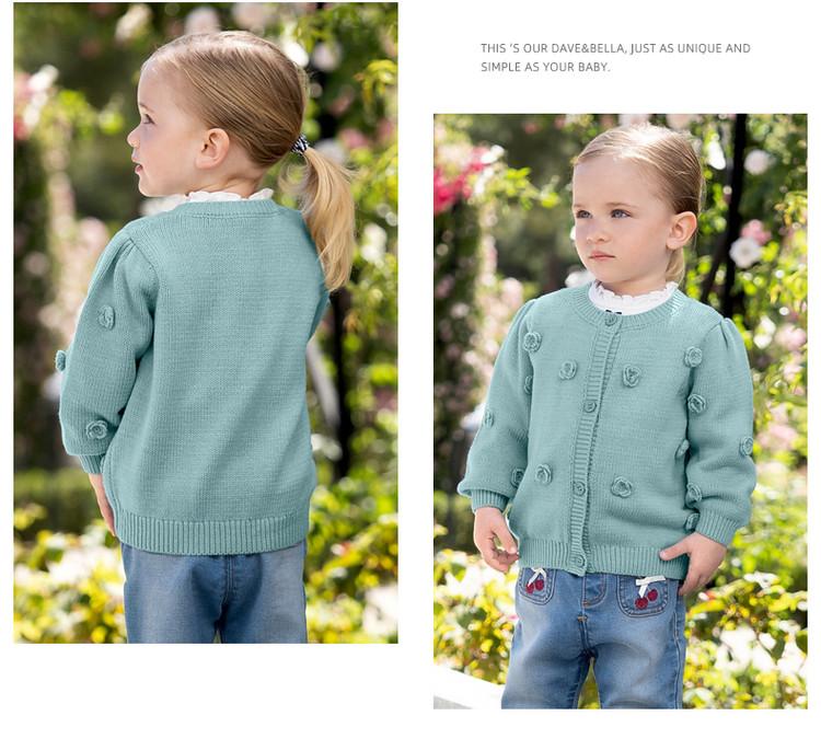 David Bella Children's Knitted Sweater Autumn Outfit Girls' Western-Style Top Medium to Large Children's Sweater Cardigan