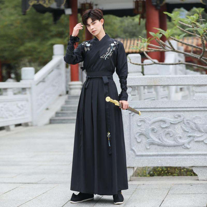 Ежедневно улучшенный женский костюм Hanfu длиной до талии с перекрестным воротником, костюм для пары в китайском стиле для боевых искусств