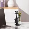 Ручная работа Мультяшный кот Уникальная цветочная композиция Домашний декор Железное искусство Креативная стеклянная ваза DIY Комнатные растения Украшения Черный