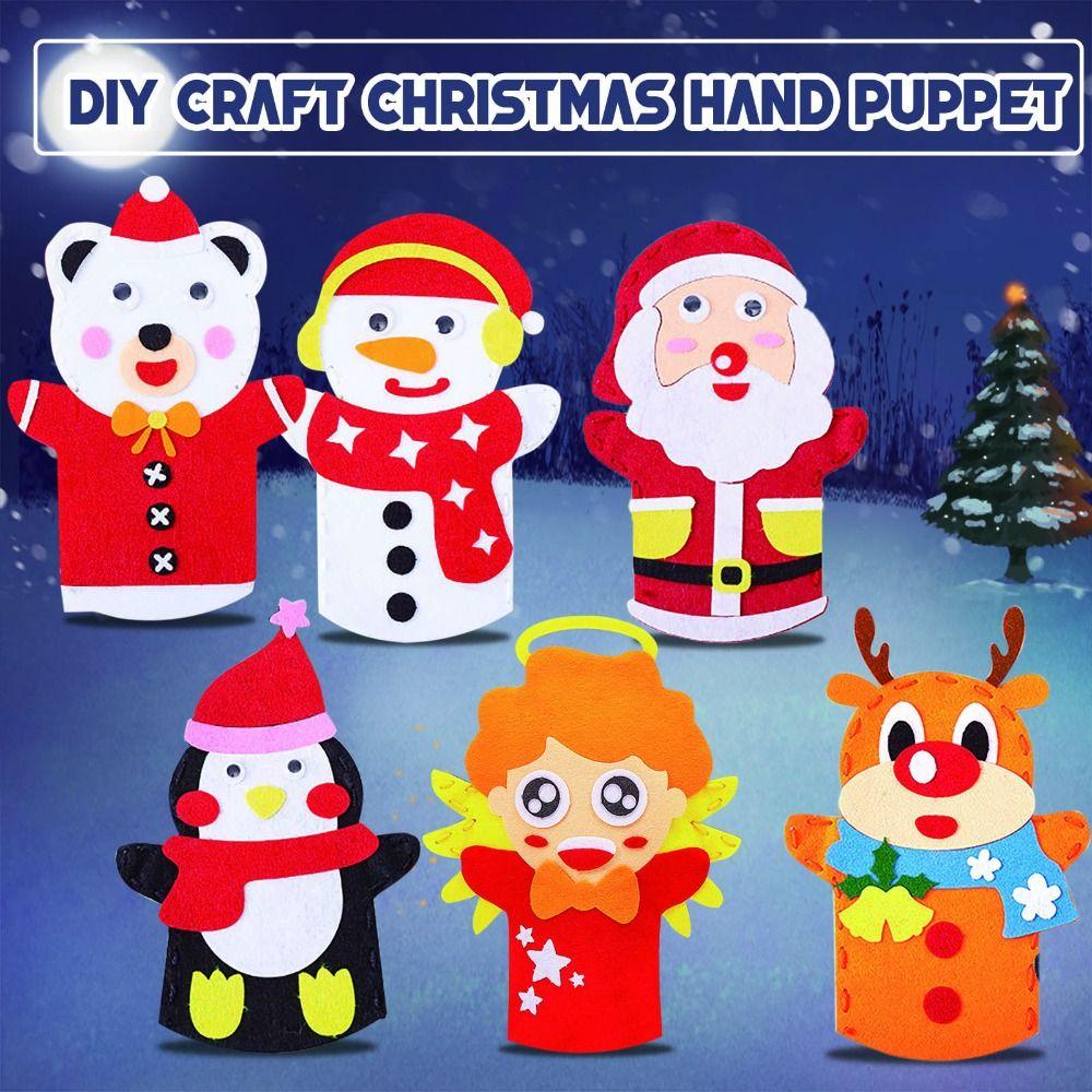 Cartoon Santa Christmas Hand Puppet Non-woven Felt Fabrics Sewing Kit DIY Craft Sewing Felts  Kids