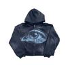 Oversized Zip-Up Hoodie With Y2K Graphic Print Loose Fit Streetwear Sweatshirt Women Black