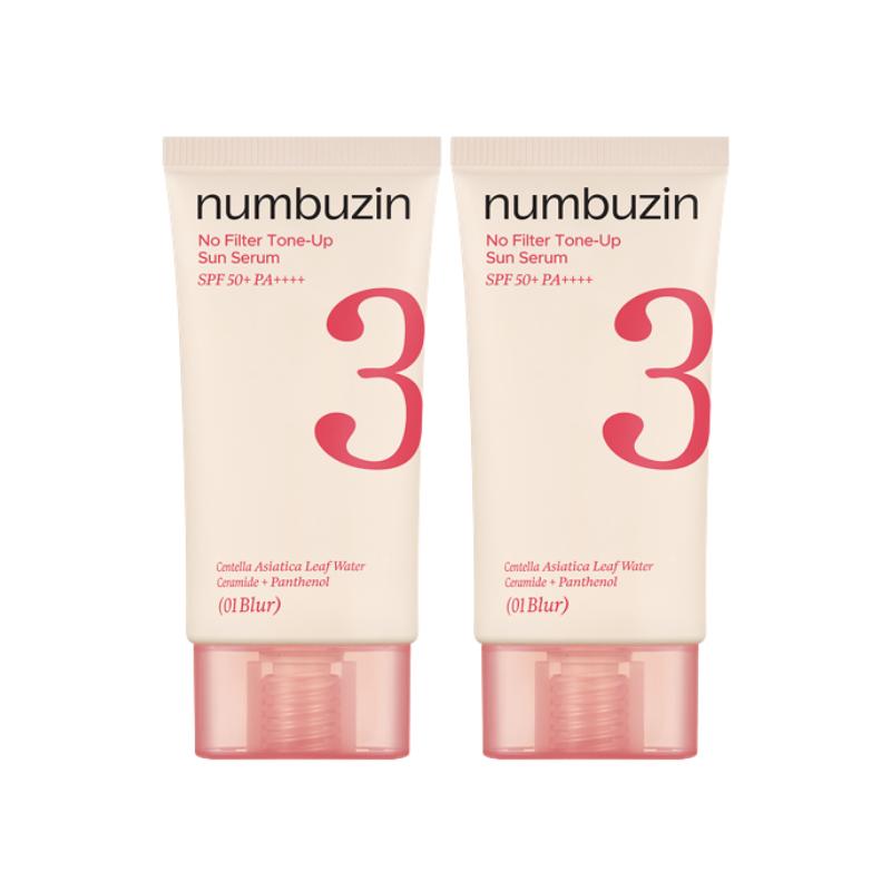 [numbuzin] No.3 Porcelain Base-Skip Tone Up Beige SPF50+ PA++++ (50ml x 2ea Set) - Option 01 Blur / 02 Glow