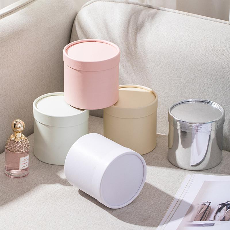 1PC Packaging Decoration Round Cardboard Gift Boxes Small Hug Bucket Flower Box Rose Flower