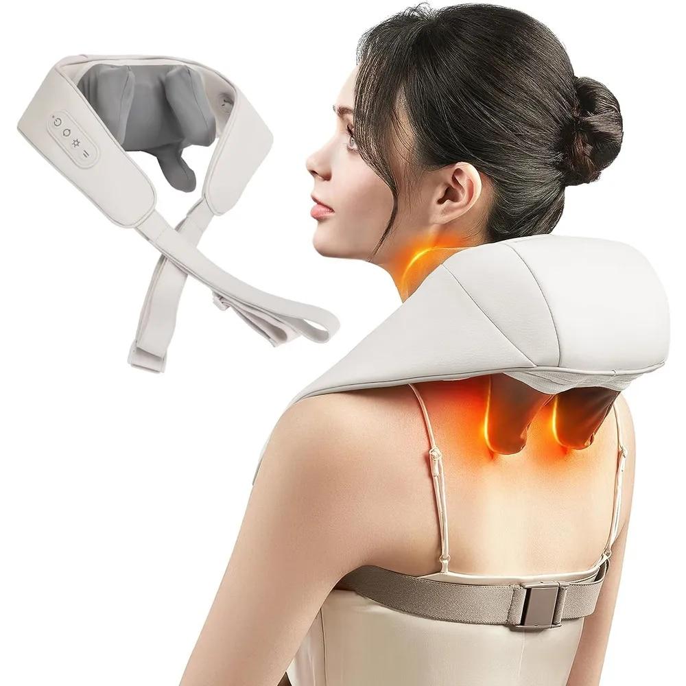 5D Kneading Shiatsu Massage Shawl Neck Chiropractic Massager for Shoulder Pain Relief Heating Neck Massageador Massagem