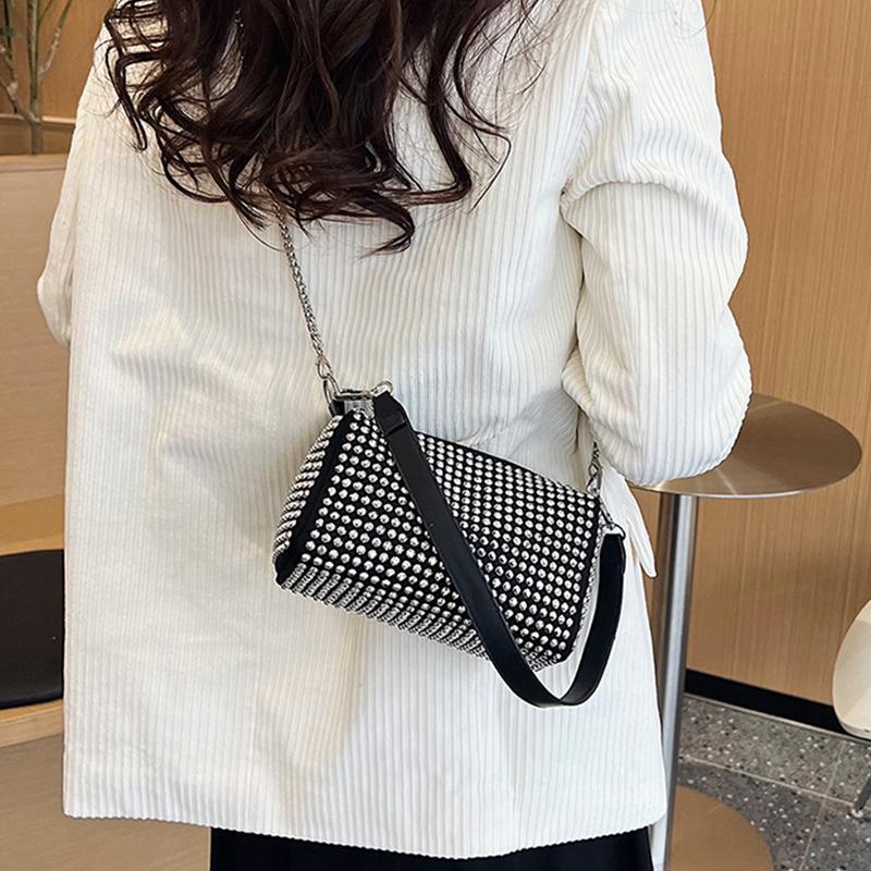 Rhinestone Luxury Evening Bag Ladies Cylinder Diamond Crossbody Bag Party Fashion Handbag Designer Shoulder Bag For Women